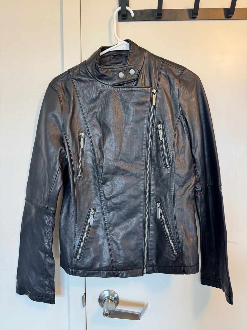 Michael Kors Classic Black Leather Moto Jacket - Women size S